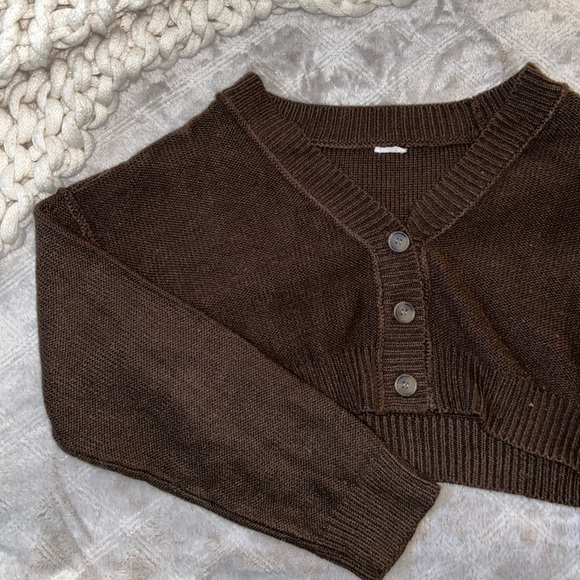 Garage Cropped Button Up Sweater - Picture 1 of 3